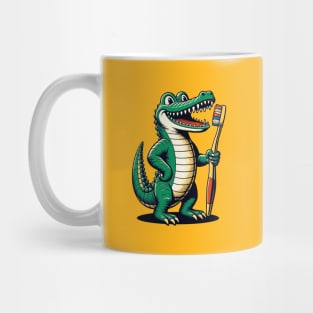 Aligator with toothbrush Mug